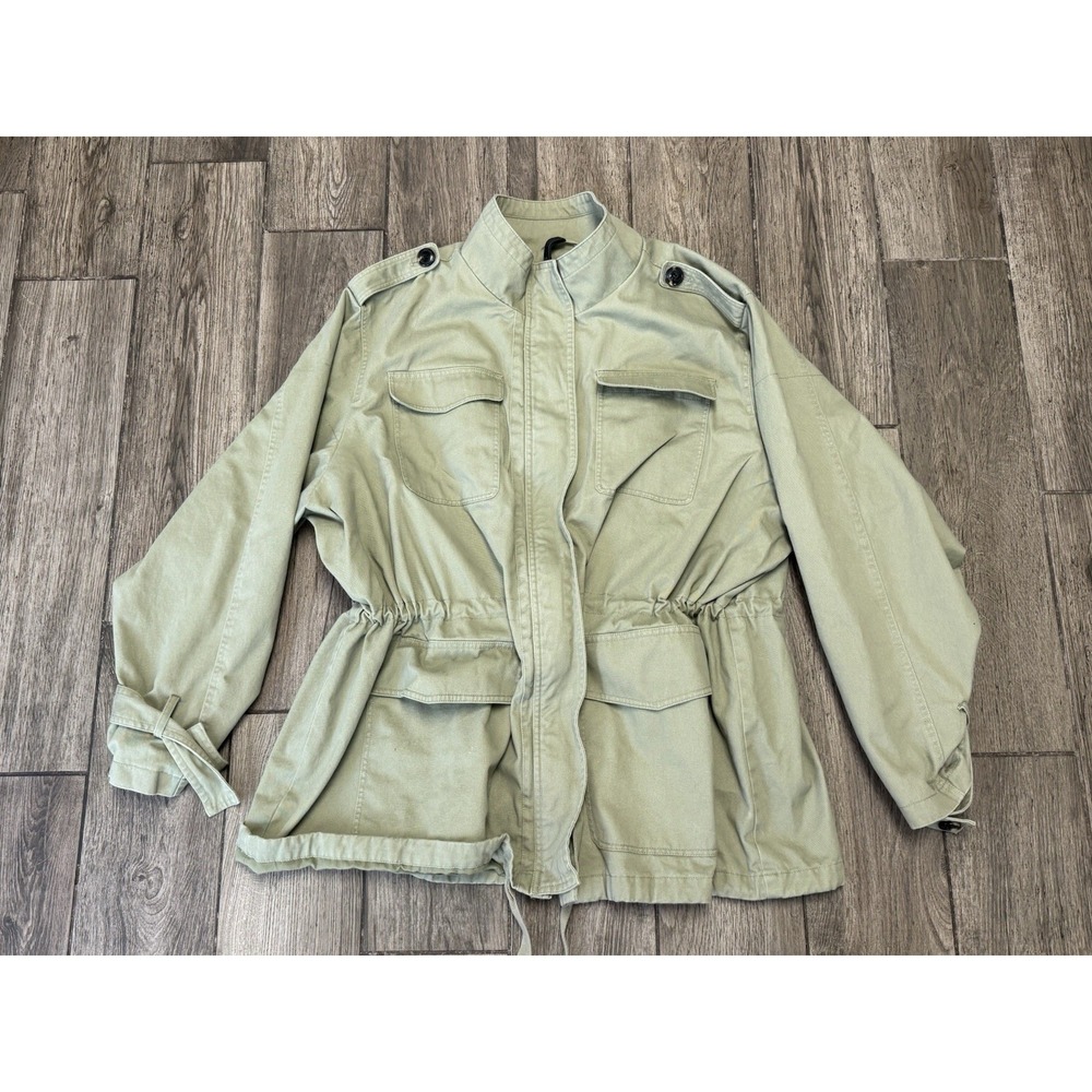 Derek Lam 10 Crosby Womens Button Tie Front V Jacket Green Cotton Size XXL